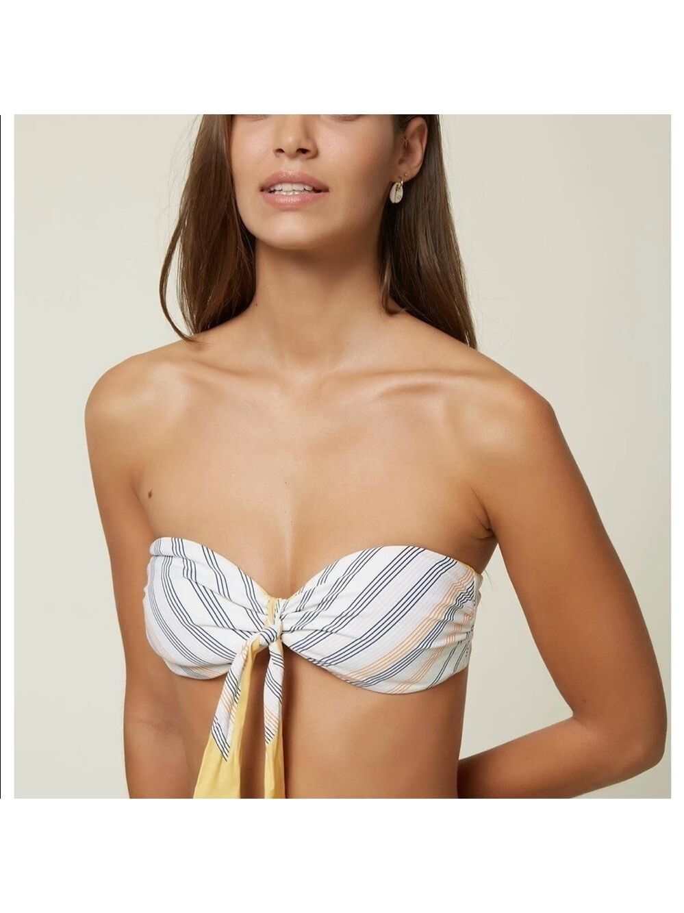 O’neill Classic Mika Stripe Knot Bandeau Style Bikini Top Size XS NWT